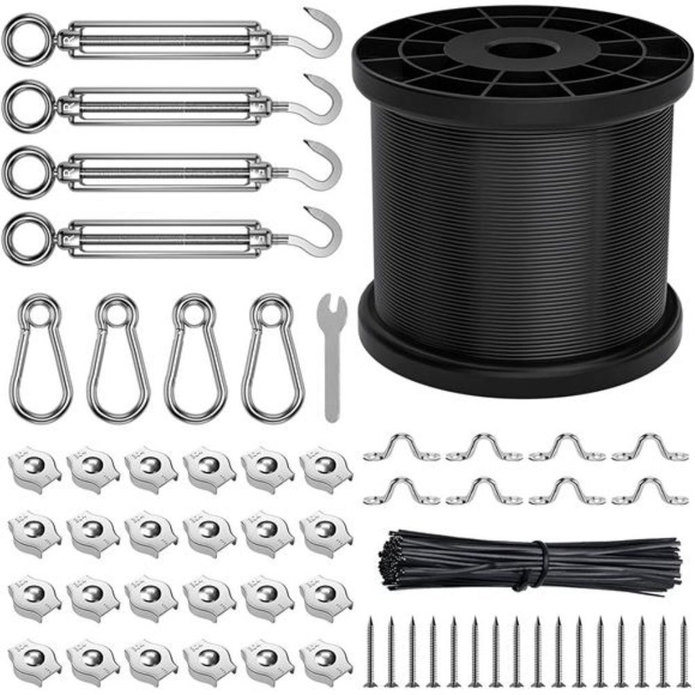 String Light Hanging Kit, 200ft Stainless Steel Cable
